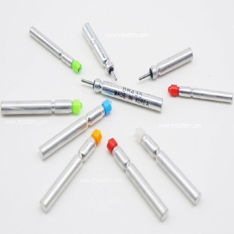 Lighted LED mounted Pin Type Lithium Battery for LED nock, fishing float and other application made in Korea.