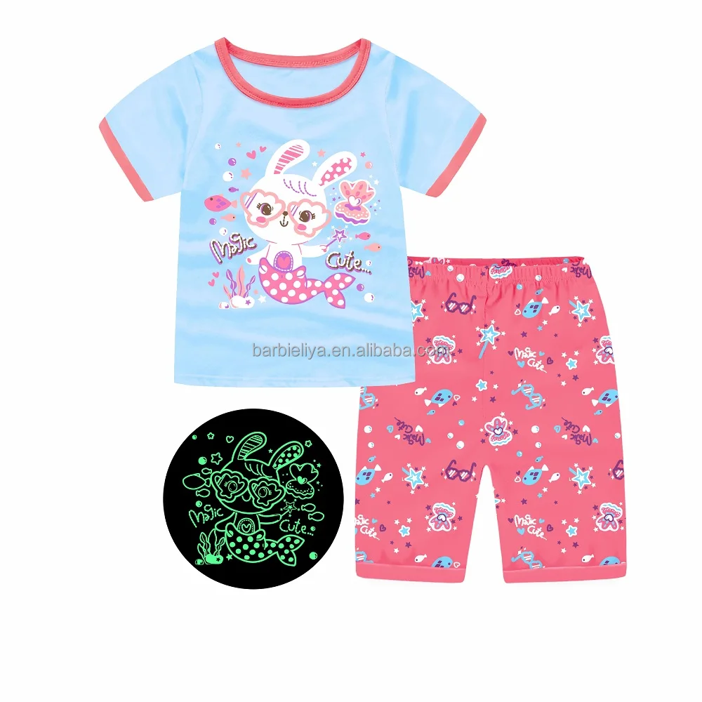 Boy Glow in the dark children pajamas kids car dinosaur cartoon pattern