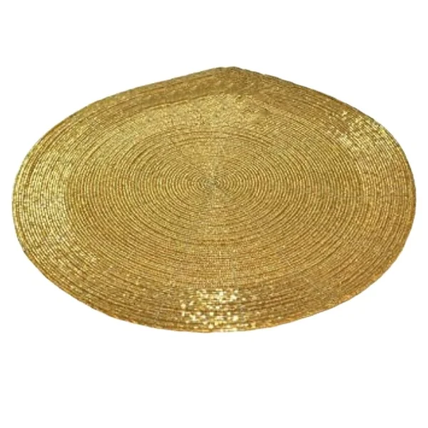 Подстилка Rizz International с золотыми круглыми бусинами для обеденного стола, круглая подстилка с золотыми бусинами, круглые коврики, круглые большие подстилки