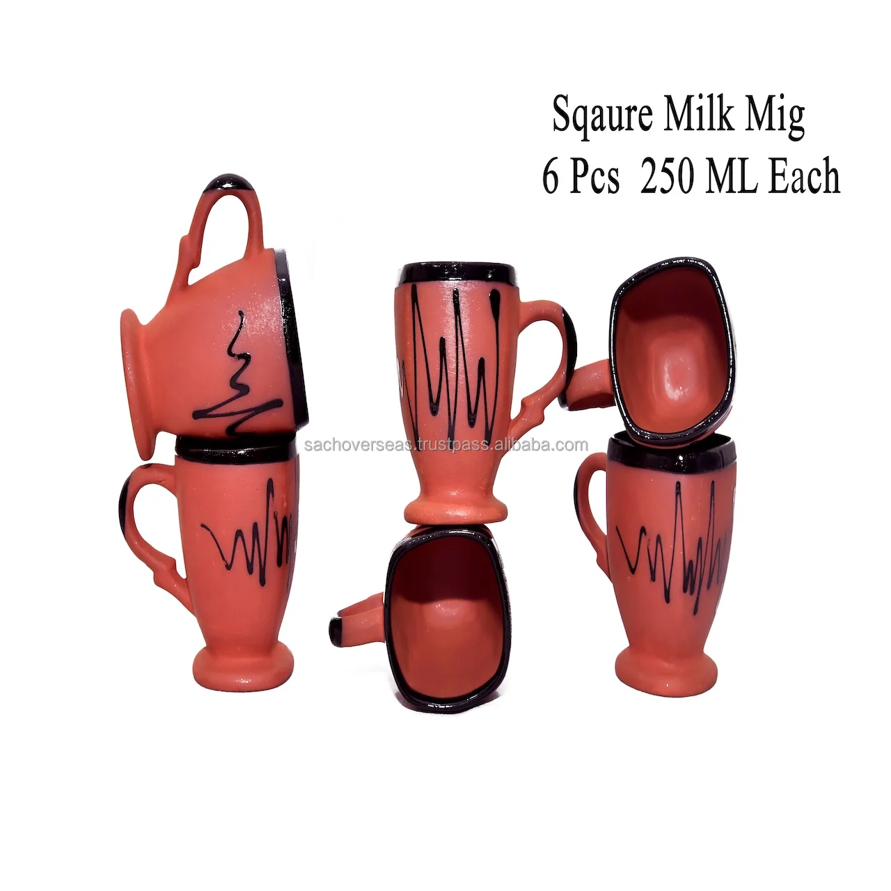Hot Selling Indian Terracotta Glazed Clay Beer Mugs Set of 6 Pieces  250 Ml , Eco-Friendly Clay Glass