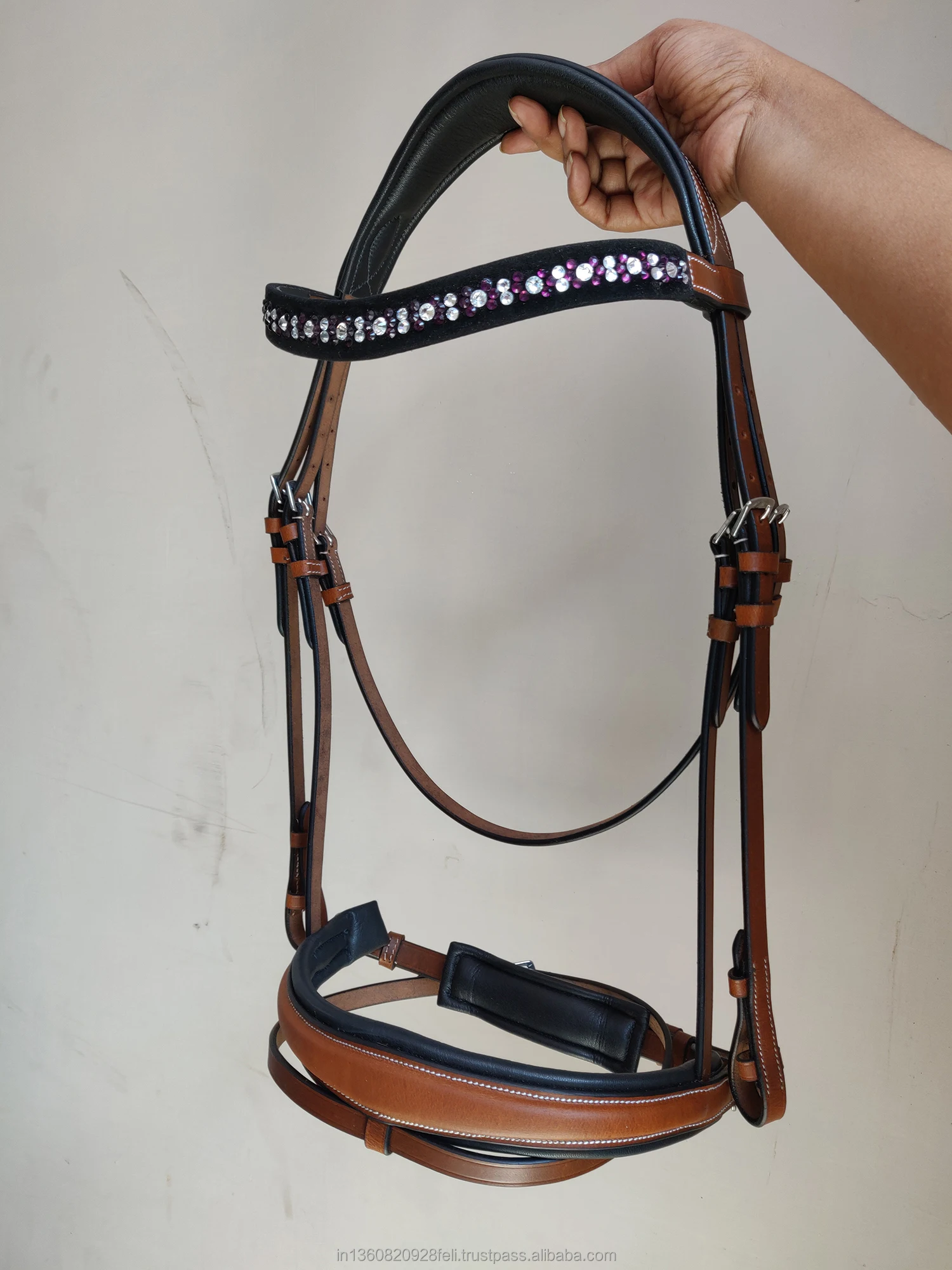 Fancy Leather Horse Bridle Padded At Noseband & Browband