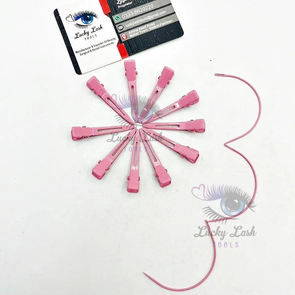 Clips & C Shape Hair Weave Needle In Pink Color Brazilian Hair Weft Extension Weaving Type Curved Thread Sewing Styling Tools