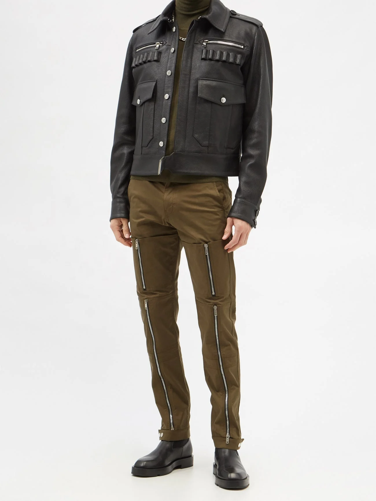 Мужская авиаторская куртка из натуральной кожи с откидным карманом