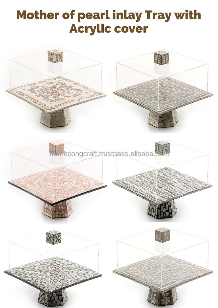 Mother of pearl tray with acrylic cover gorgeous Ramadan Eid gifts Mubarak Serving Platters & Trays