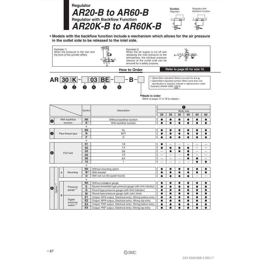 AR20-02BE1-Y-B регулятора модульного типа [SMC Pneumatics]
