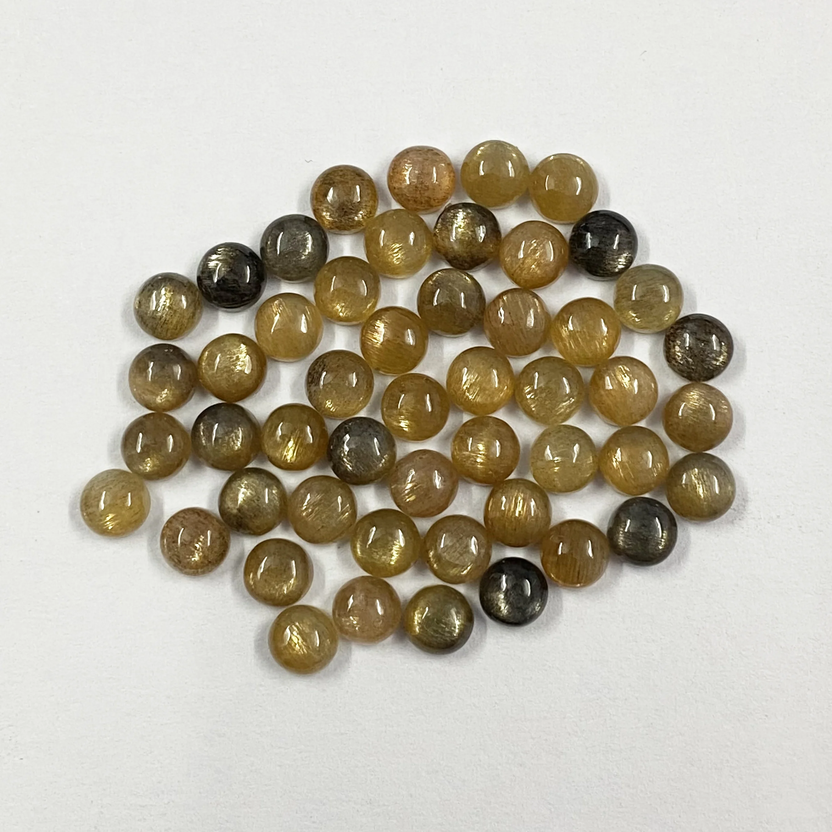 Extremely Good Quality Natural 5mm Golden Shine Round Flat Cabochon Loose Certified Gemstone For Jewelry Making At Factory Cost