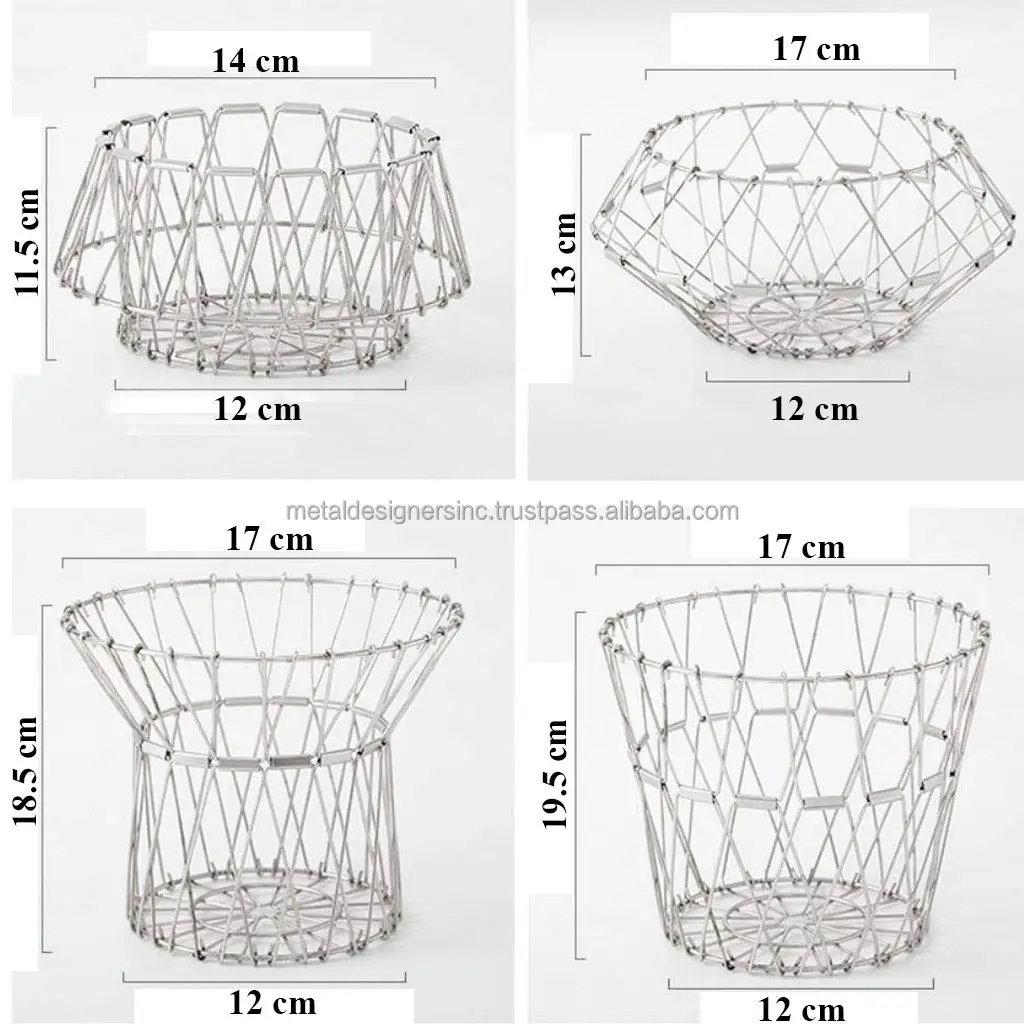 Multipurpose Stainless Steel Folding Fruit and Vegetable Basket for Kitchen/Dining Table/Home with 8 folding shapes basket