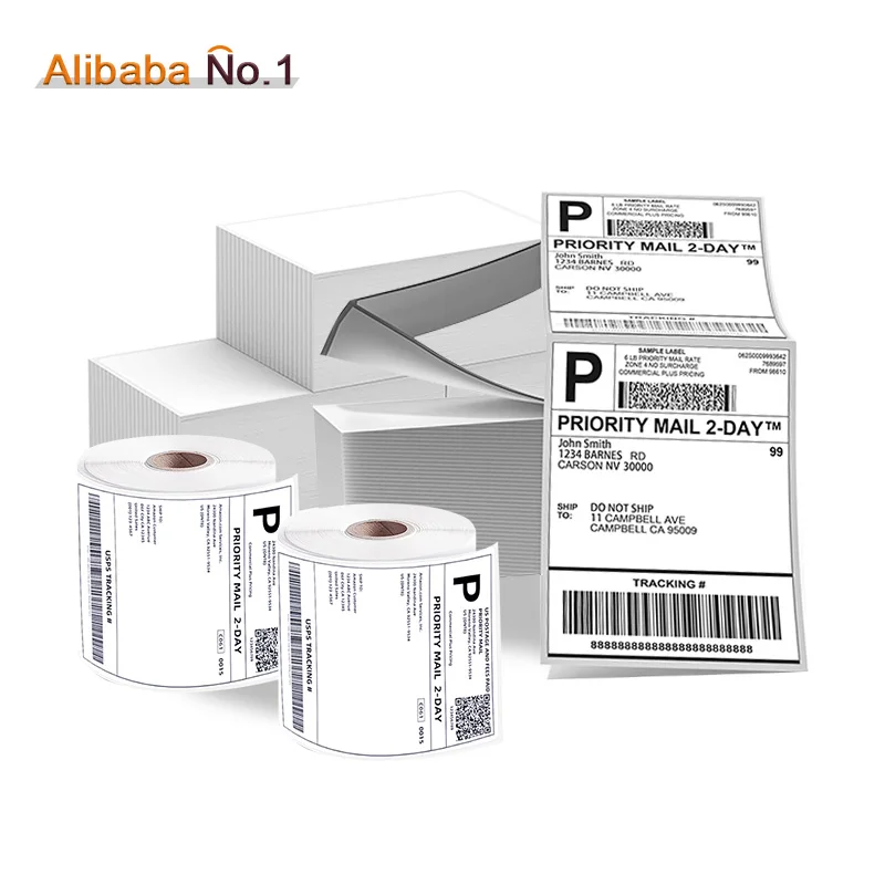 Eco Friendly 4*6Inch Fold Waterproof Self-Adhesive Color Shipping Direct Labels Thermal