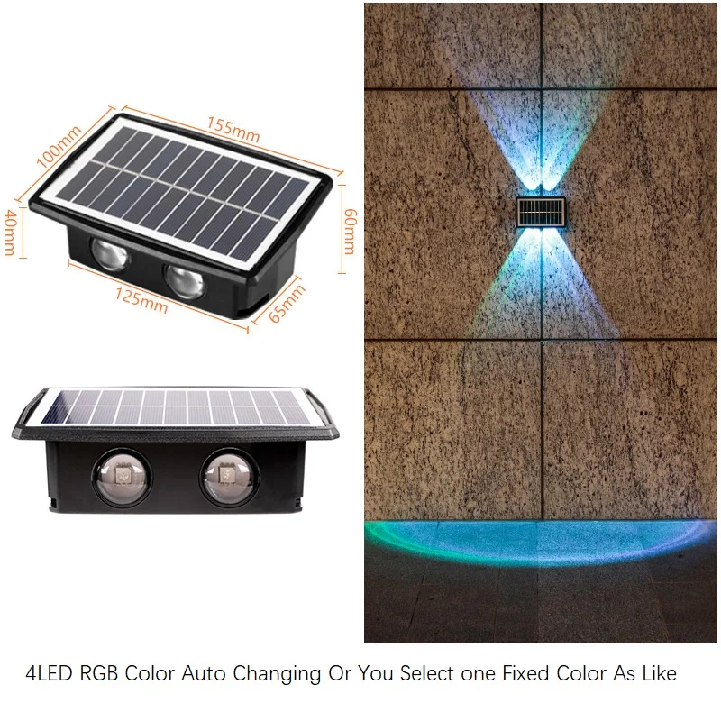 Waterproof Colorful & White Outdoor LED Solar Wall Washer Light For Security Garden Step Stair Fence Gate Landscape Night Light