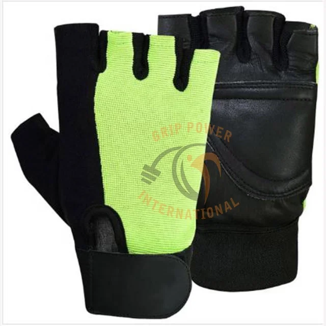 Ladies Pink Leather Padded Palm Finger less Gloves