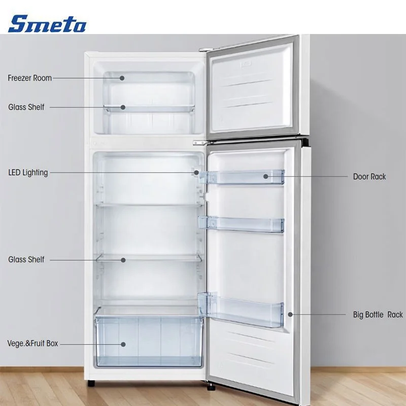 White Sliver Color 205L Electric Top Freezer Refrigerator for Kitchen Home DDT-266DH