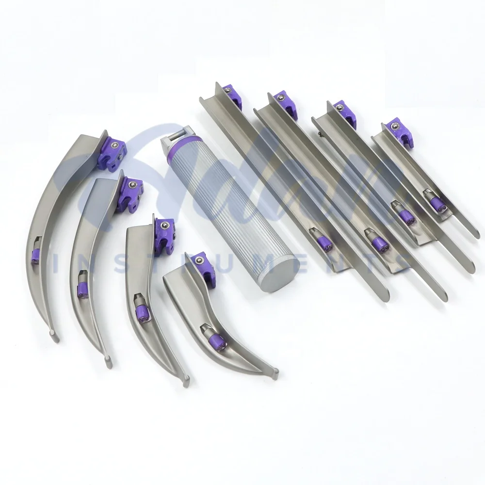 UV Max Double LED Single Use Laryngoscope Set of Macintosh Miller Laryngoscope with Handle by ADAN INSTRUMENTS