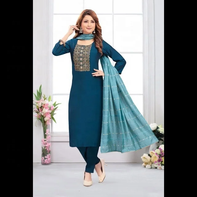 Hand embroidered simple Classic and Elegant Indian and Pakistani style Suit for Women