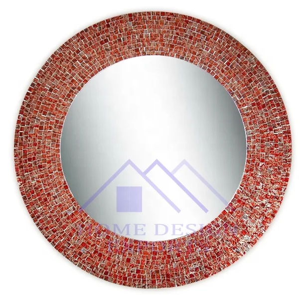 Table Wedding Decor Accept Round Sunburst Mosaic Wall Mirror Frame for Home Hotels & Restaurants