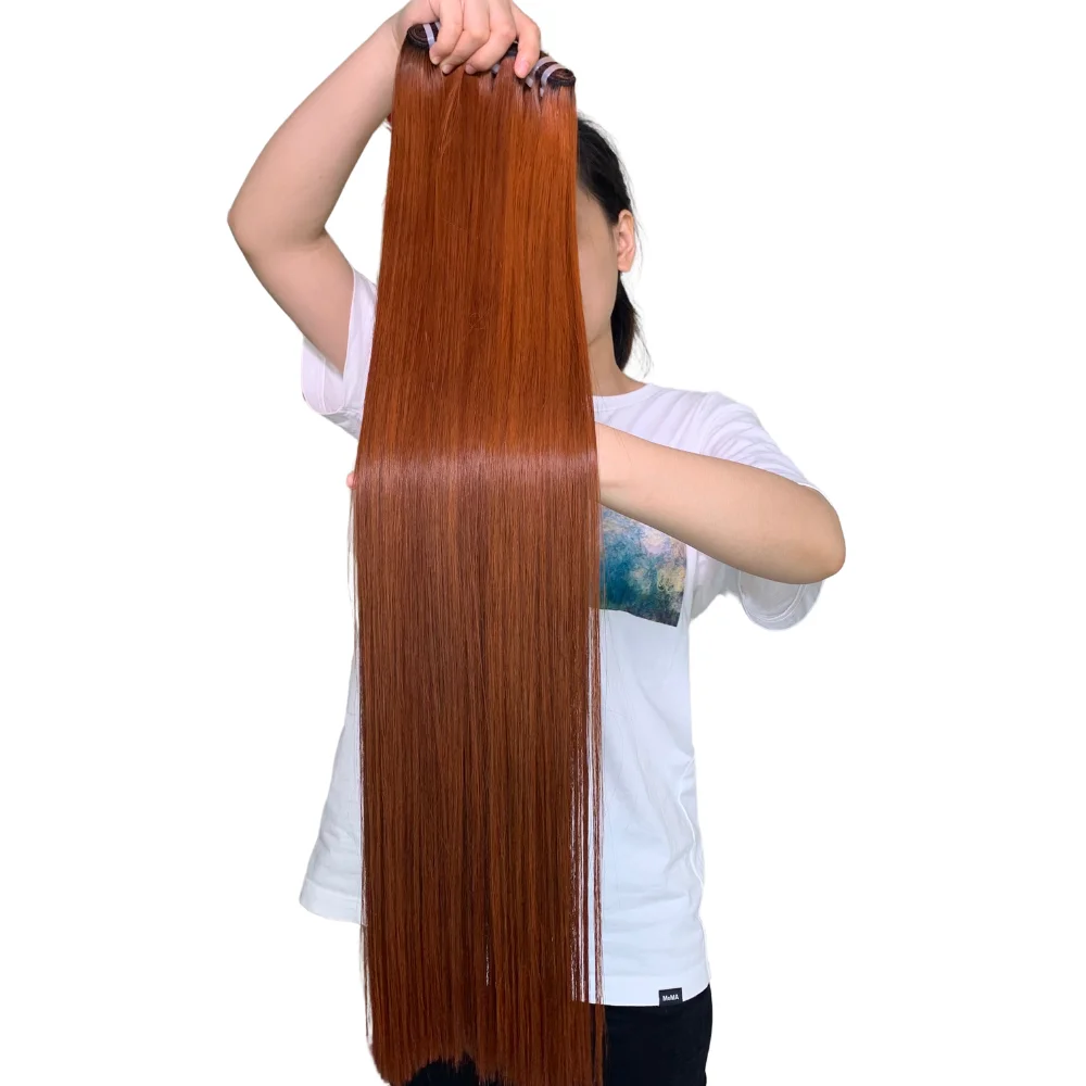 Best Quality Raw Vietnamese Human Hair Wigs Super Standard Long Hair Bunt Orange Color Bone Straight Hair Bundles Gluless Wigs
