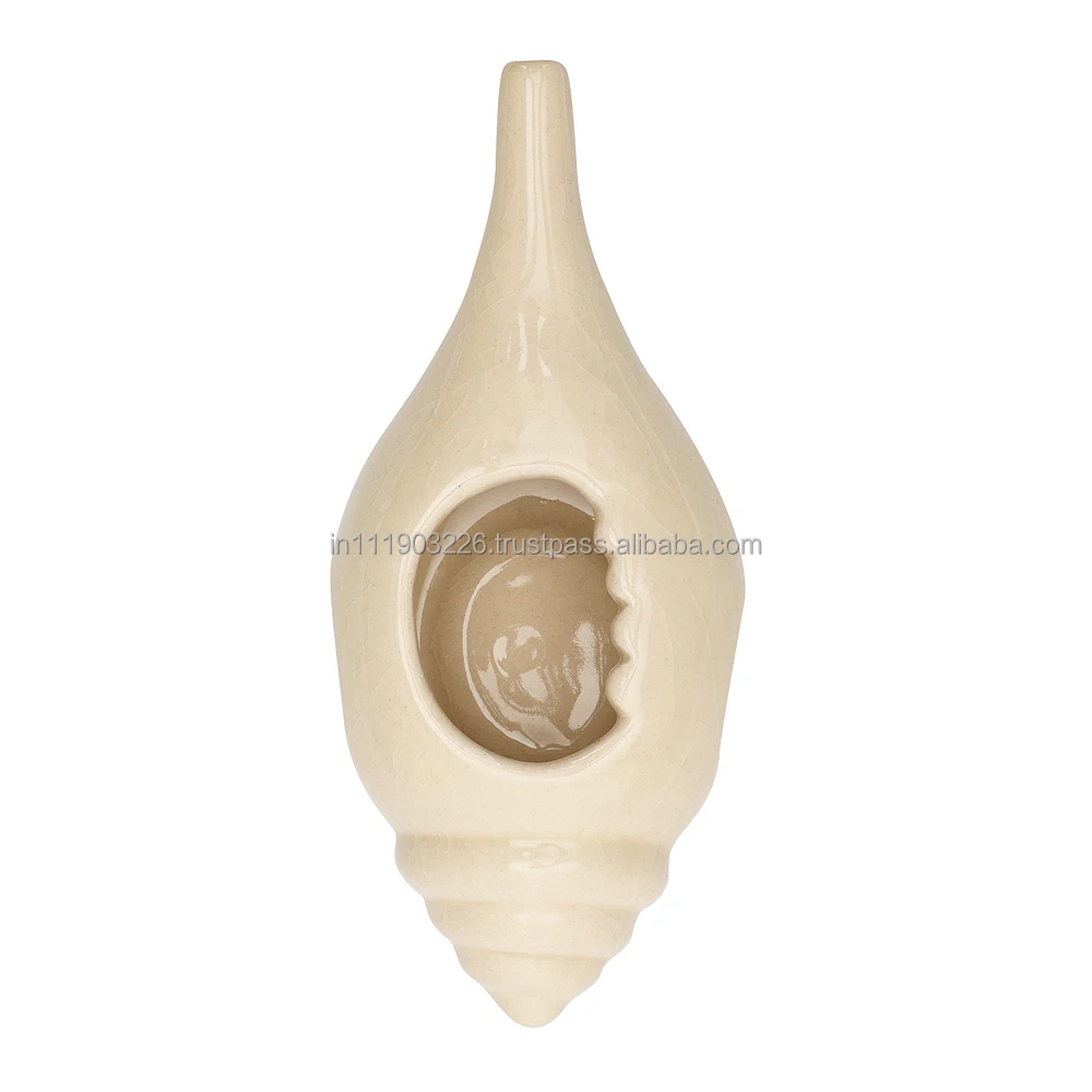 UNIQUE AND ATTRACTIVE CERAMIC JALA NETI POT Skillfully handcrafted to look like white conch shell