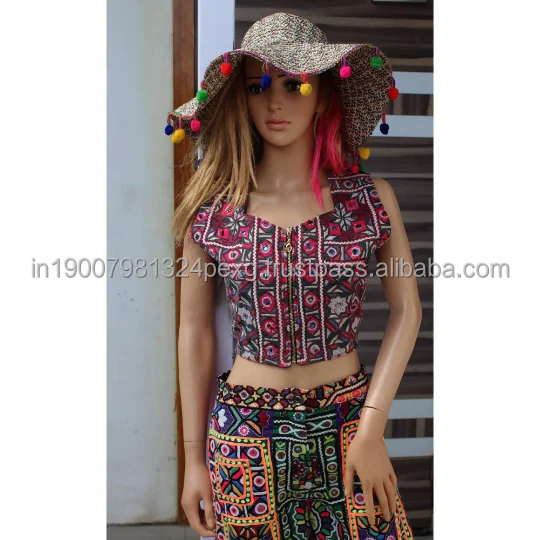 2021 Black Friday Sale Indian Banjara Dress Kutchi Embroidered Women Crop Top With Pant Mirror gypsy tribe clothing