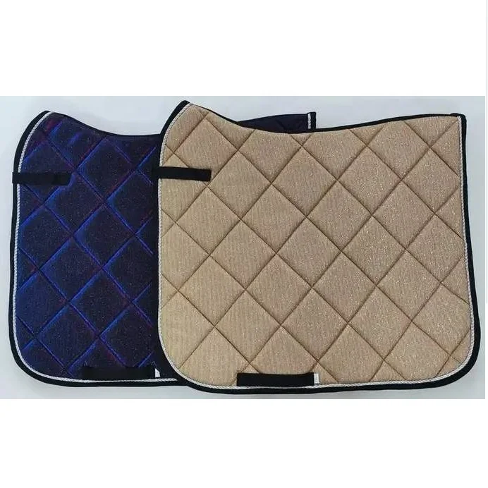 CUSTOMIZED SPARKLE FABRIC HORSE SADDLE PAD WITH FASHION CORD INSIDE HIGH DENSITY CUSHION cOTTON DRESSAGE HORSE SADDLE PAD