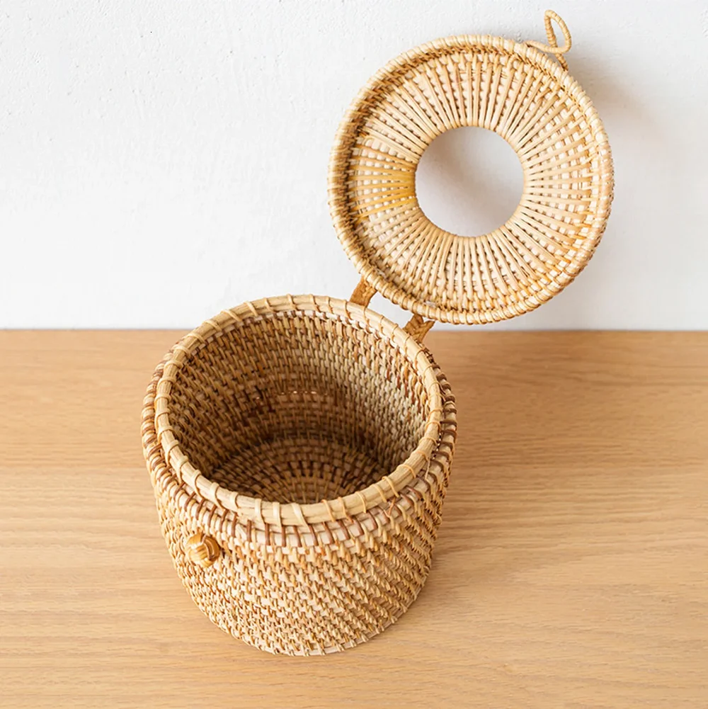 Горячая Распродажа высокое качество Круглый держатель рулона ткани ротанговая коробка для салфеток туалетной бумаги сделано во Вьетнаме