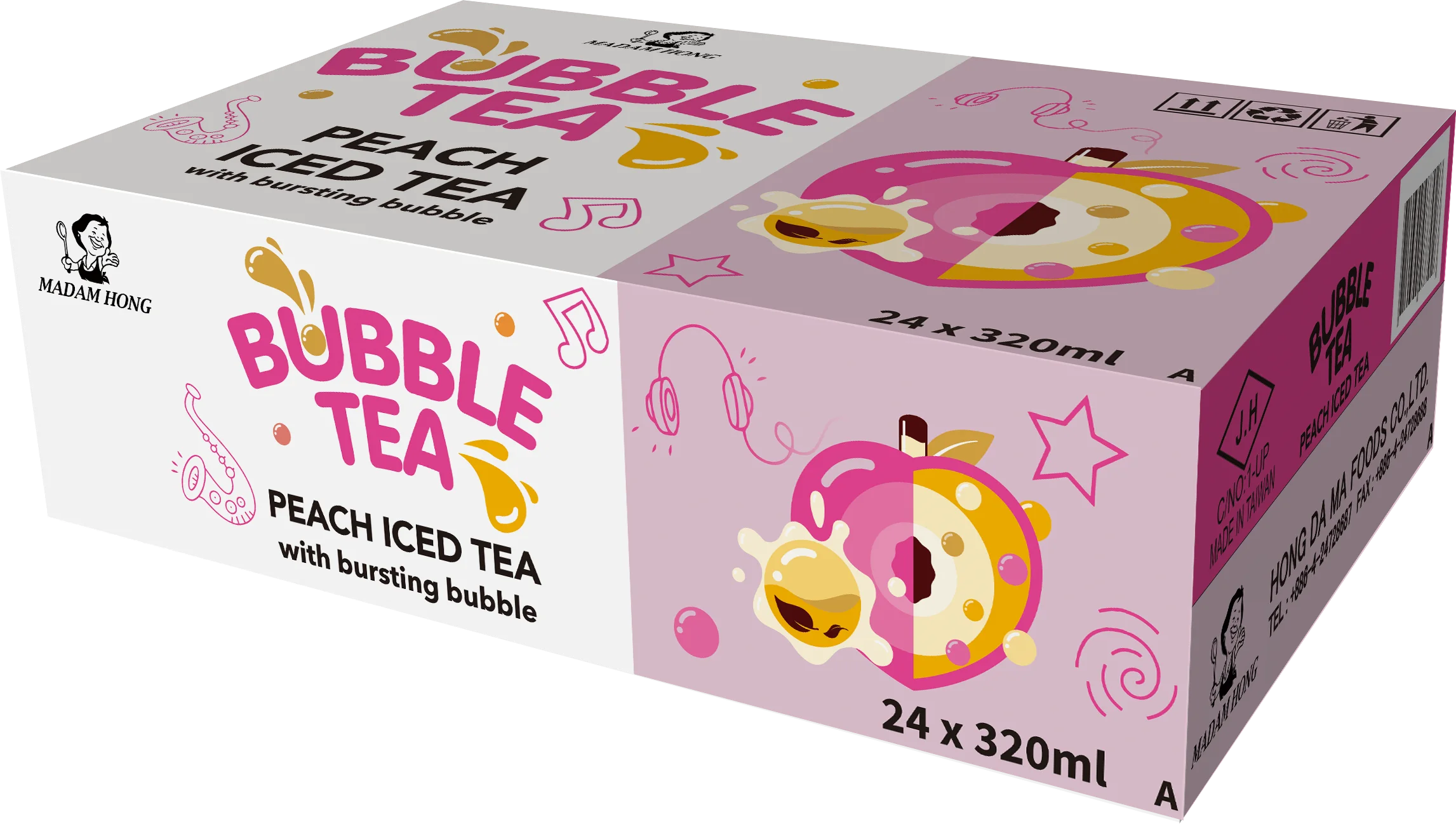 Тайваньский молочный чай с персиковым пузырьком консервированные напитки разрывным бобобом