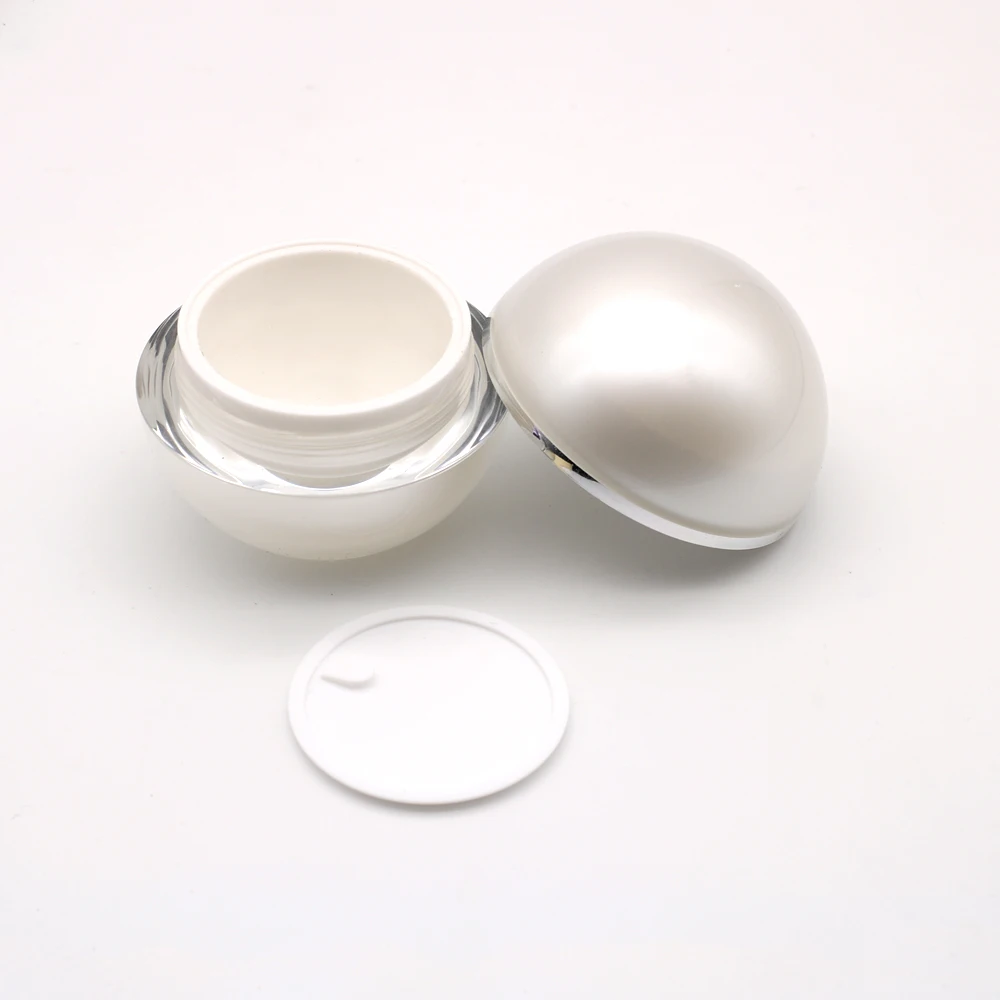 High Grade 5g 8g 15g 30g 50g Ball Shape Cosmetics Packaging Plastic Cream Containers Acrylic Jars White Cream Jar