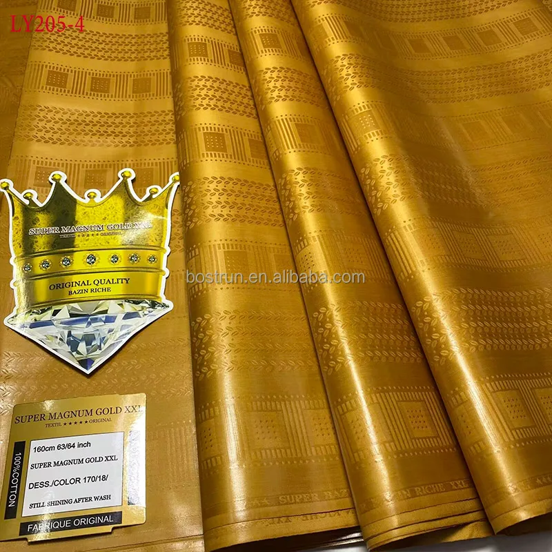 LY205  Original Bazin Riche Fabric Austria Quality Jacquard Guinea Brocade Fabric Cotton Damask Shadda Perfume 5 Meters