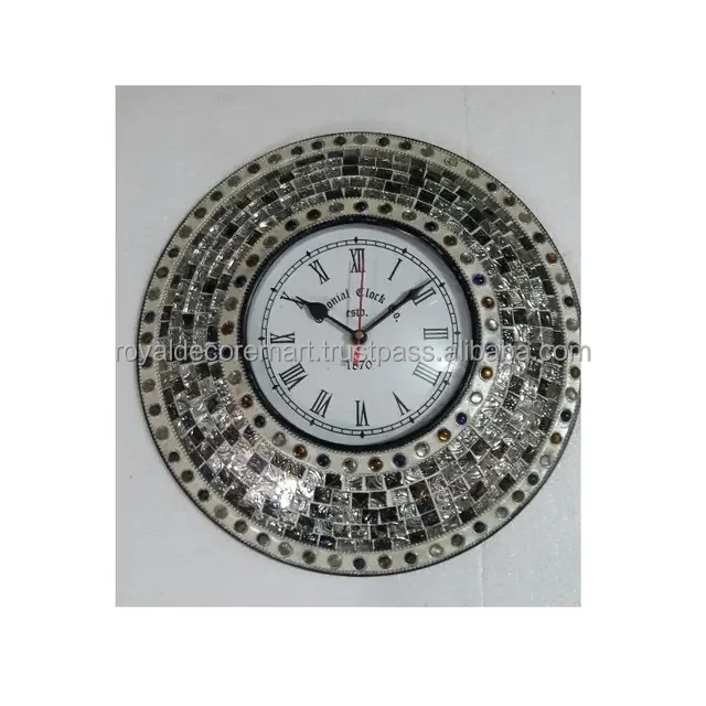 Factory Sale Luxury Quartz Mosaic Wall Clock Vintage Design with Silent Feature Good Quality Glass Square Shape Home Decor RDM