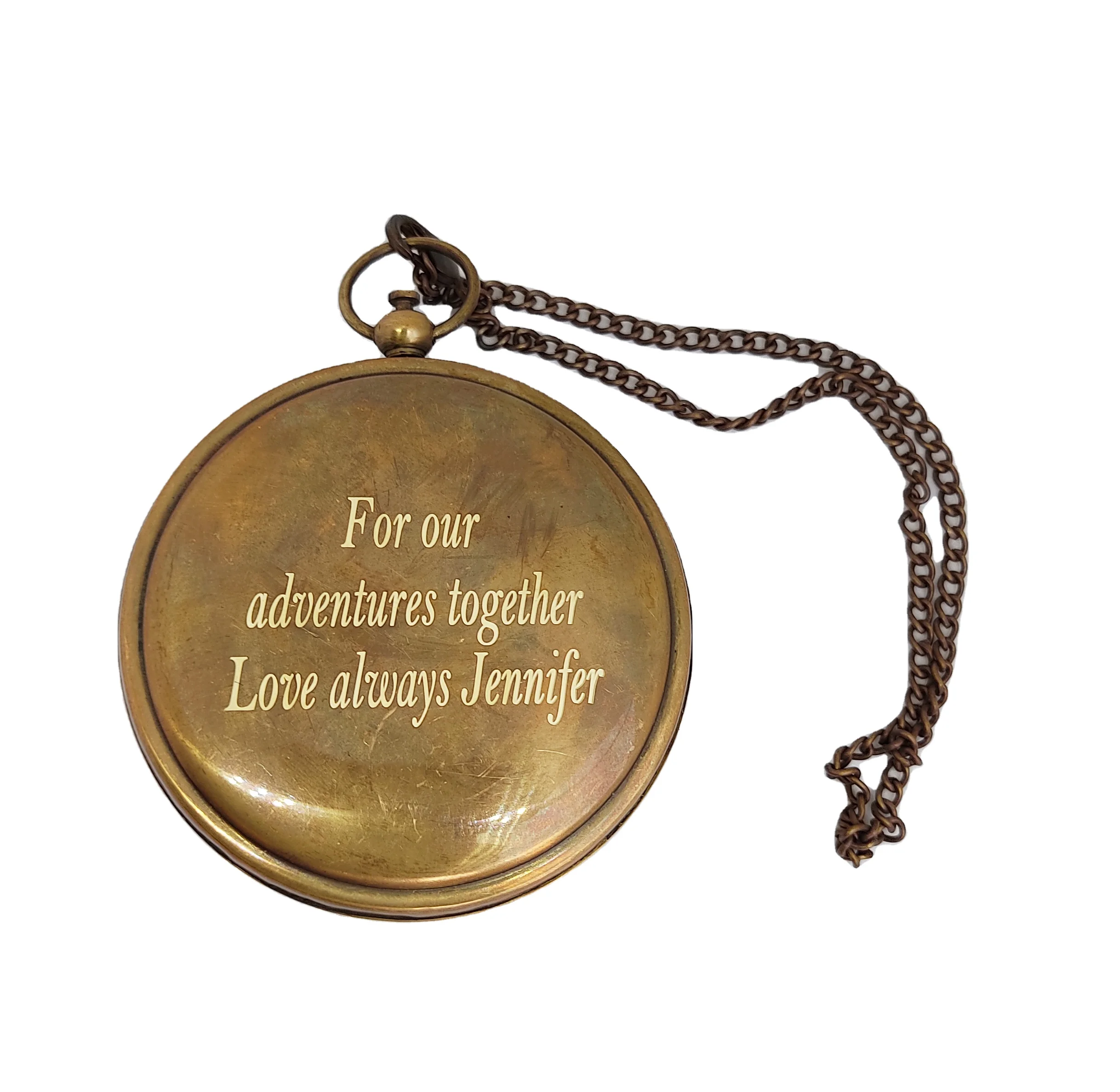 Pocket Sundial Compass Anniversary Gift Brass Compass, Engraved Nautical compass Camping Hiking