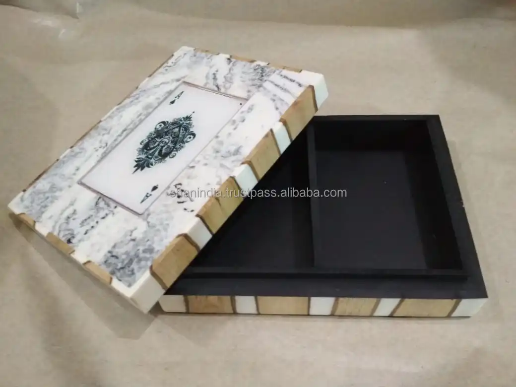 Playing Cards High quality handmade Wood Resin playing card box double deck