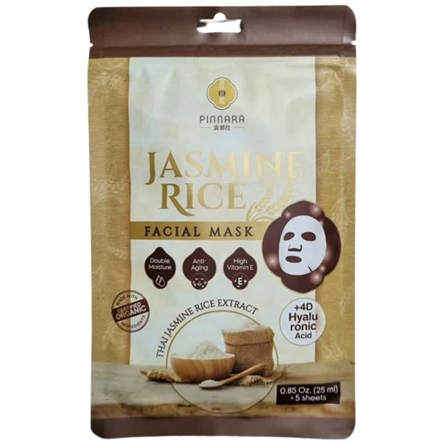 Best Selling 25ml*5 Sheet Jasmine Rice Facial Sheet for Skin Face Moisture Anti Aging Pinnara Brand Original Made in Thailand