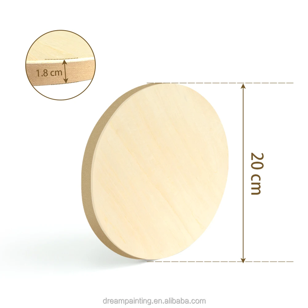 20CM Diameter Wooden Art Panel Round Unfinished Wooden Canvas Painting Board Blank DIY Crafts Wooden Tray