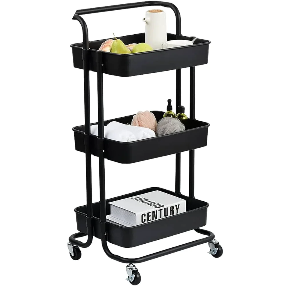 3 Tier Trolley Storage Racks Office Shelves Book Shelving Toys Storage