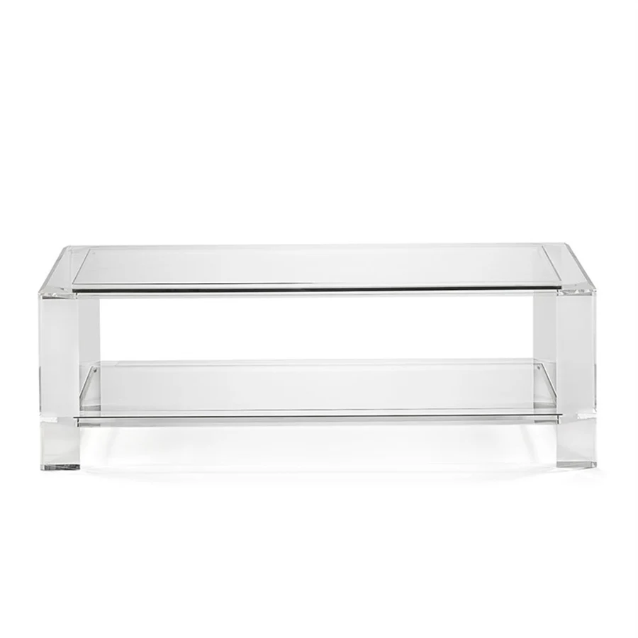 Popular Modern Living Room Hotel Transparent Acrylic Furniture Rectangle Glass Top Lucite Acrylic Coffee Side Center Table