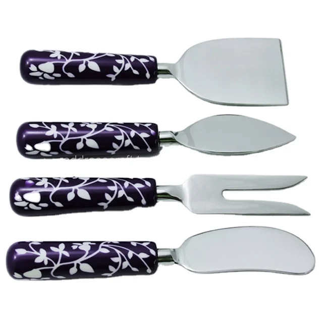 Customized 18/8 Stainless Steel Cheese Set of 4 With Resin Handle SS Cutlery Cutting Tool Hot Selling 2024 Cutting Chees Set