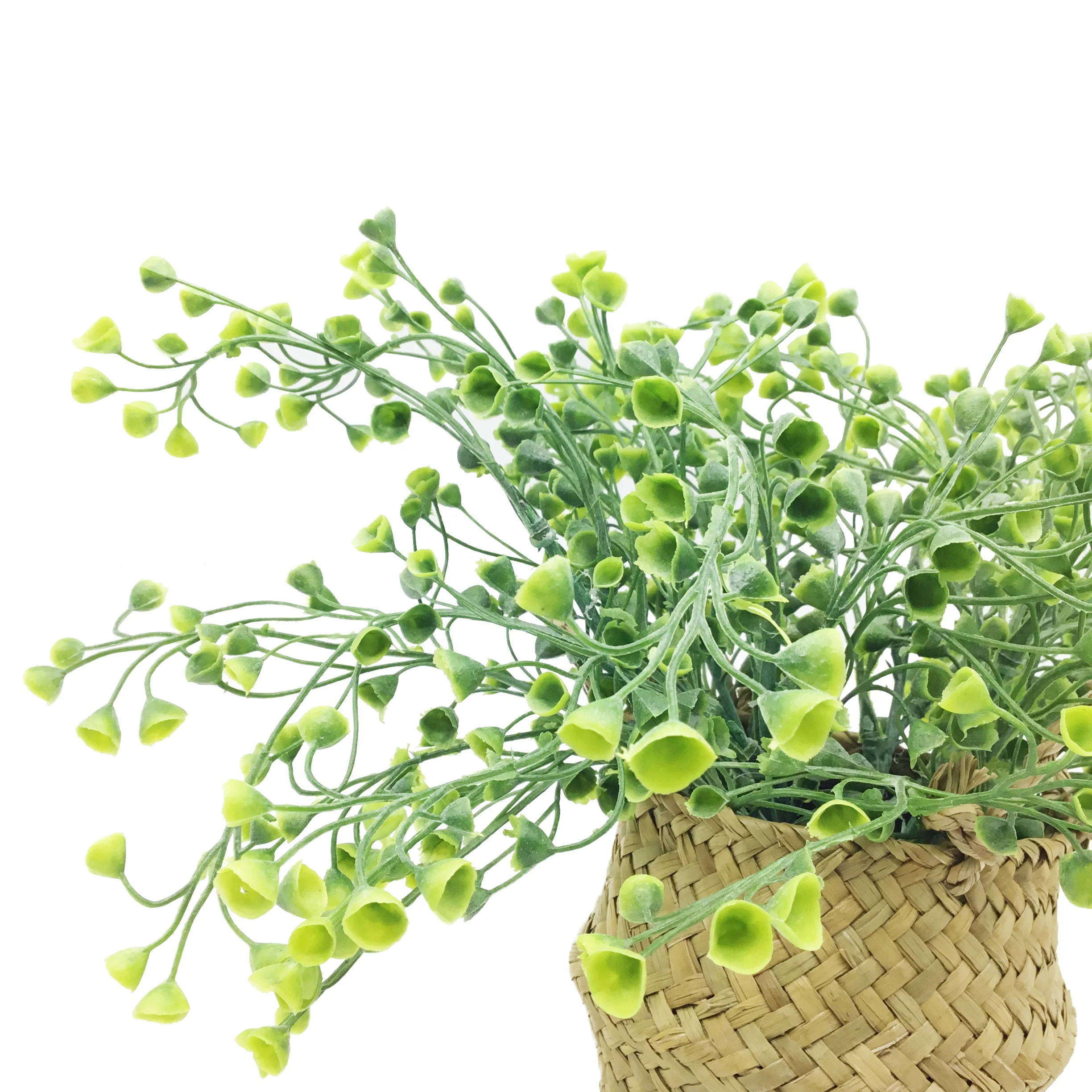 factory direct PE light green artificial mini plant button fern different colors in baskets gift seagrass eclectic patio