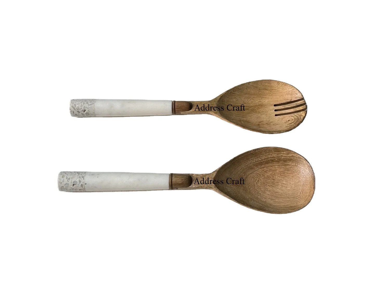 Creative Terrazzo Handle Mango Wood Salad Server For Kitchenware Tableware Salad Tool Wooden Cutlery Serving Spoon Fork Utensils