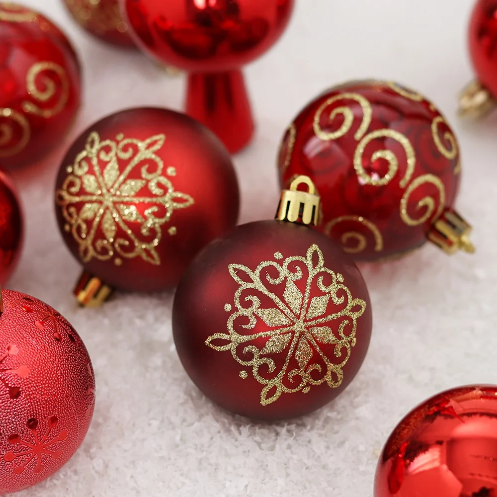 Hot sale 6cm Christmas ball set gold and red painted ball supplies for Christmas tree ornament Christmas decoration