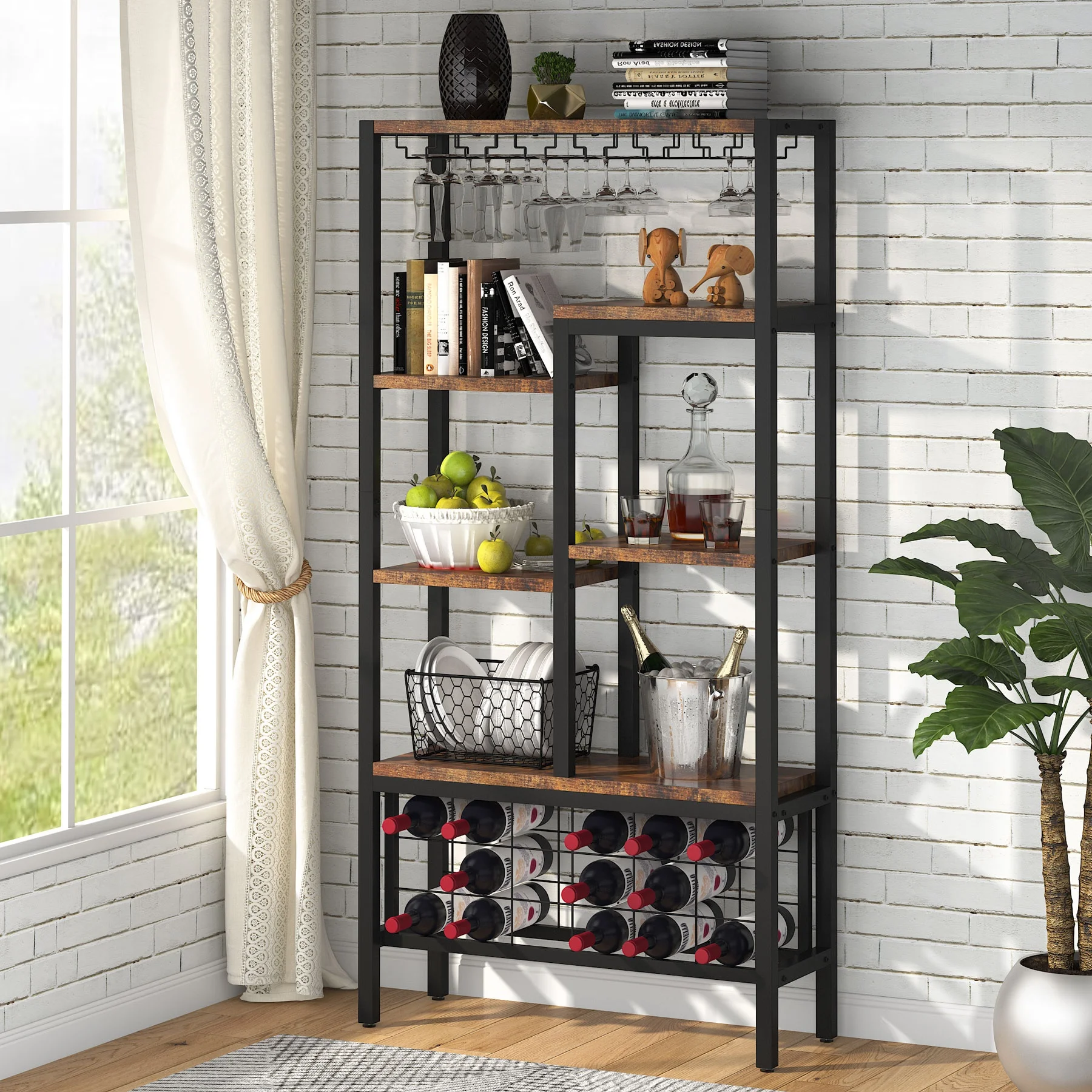 Tribesigns Kitchen Shelf Rack Organizer Microwave Oven Stand Wooden kitchenware Storage Coffee Buffet Bar Cabinet