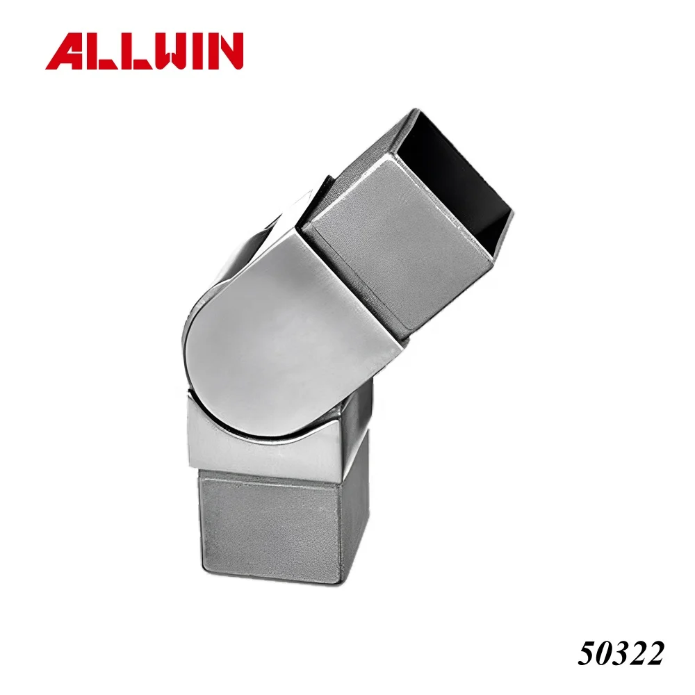 Hospital Stainless Steel 3 Way Square Tube Connectors 50mm for Railing Handrail Stair Pipe Fittings