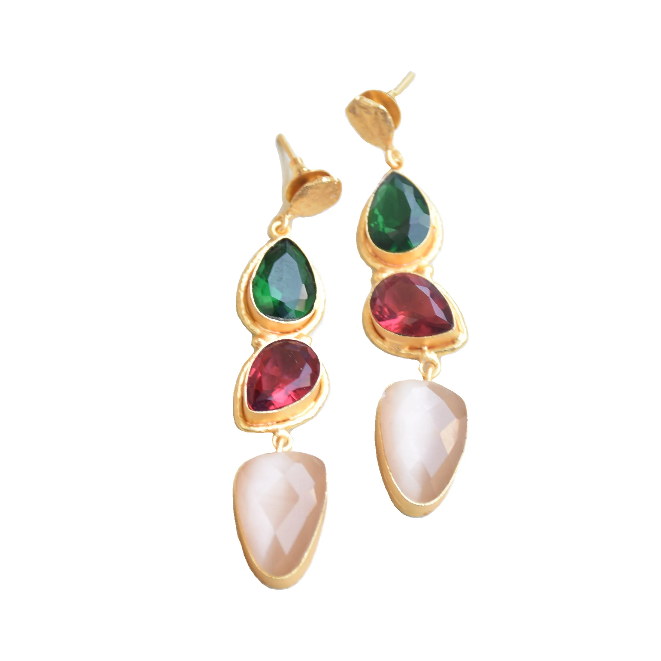 Colorful dangle drop earrings Designer Fashion jewelry supplies Gold plated jewellery Wholesale Supplier Long dangling earrings