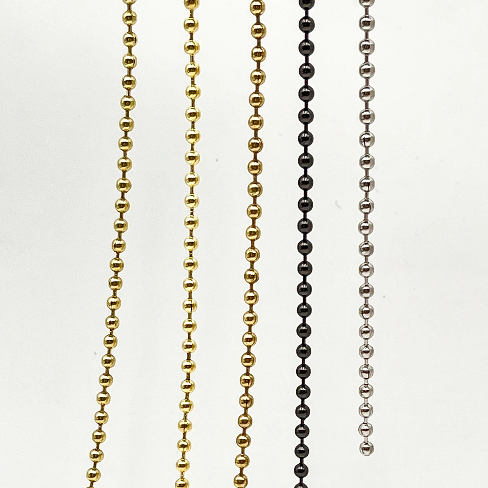 100 Feet Stainless Steel Ball Bead Chain 2.4 mm Adjustable Pull Chain Bead, with 30 PCS Matching Connectors for Jewelry Making