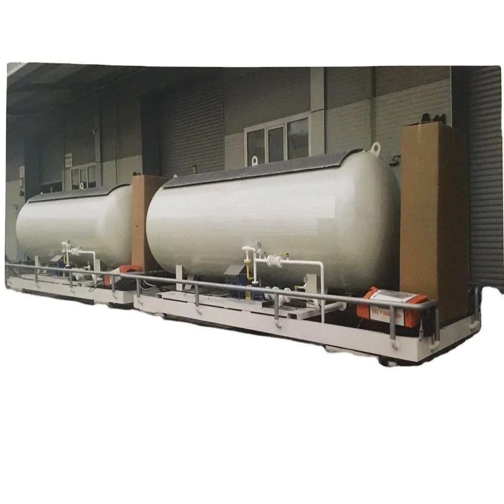 2A lpg mobile skid station kit best high quality with 20 m3 gas tank with double nozzle gas dispenser for car LPG filling