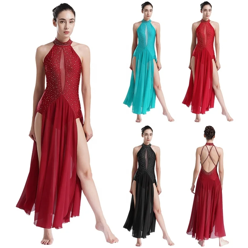 Womens Costume Dress For Stage Performance Competition For Lyrical Modern Latin Dance Competition Dance Class Prom Party