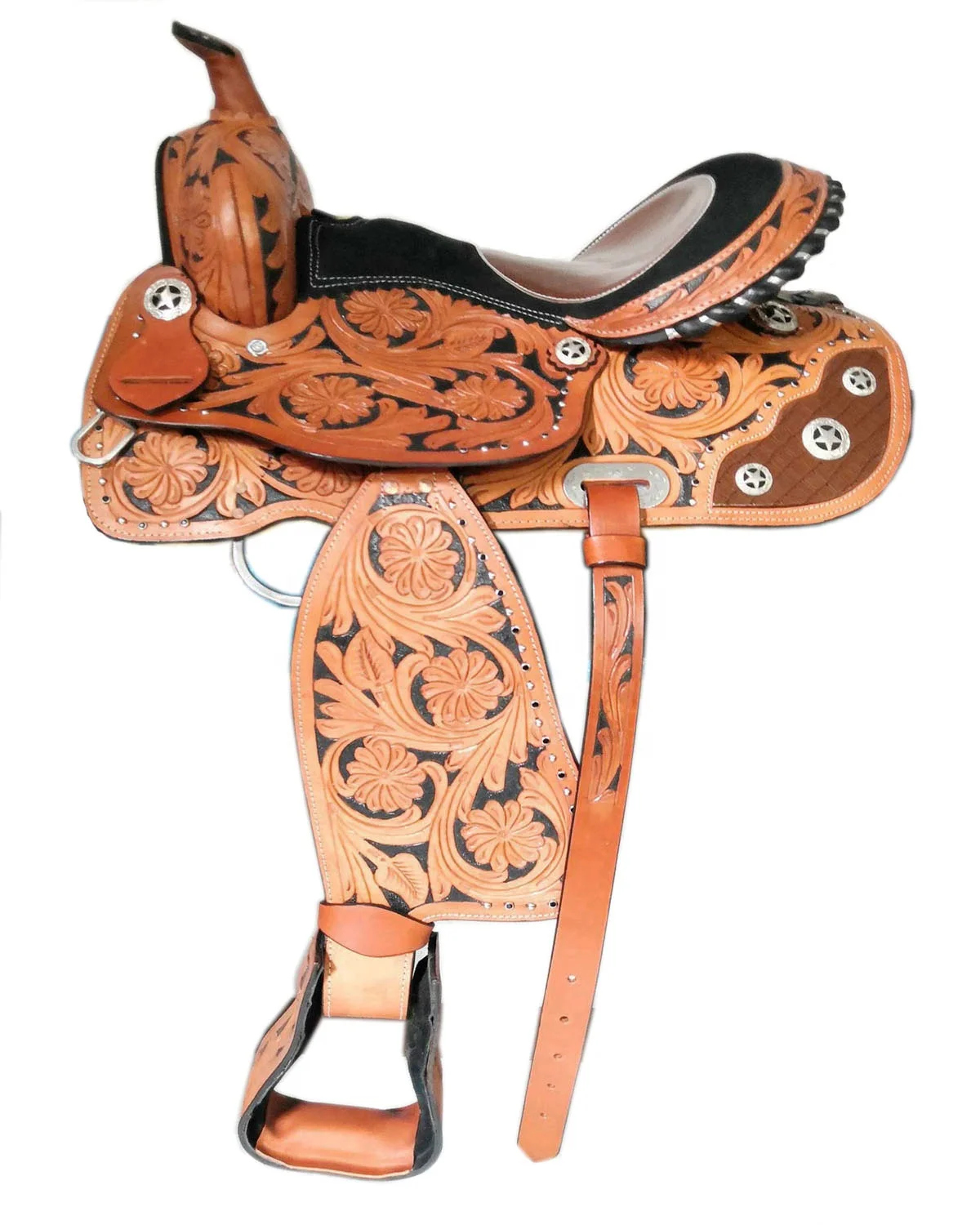 Best Selling American Leather Western Trail Barrel Saddle Western English Horse Saddle  Harness Equestrian