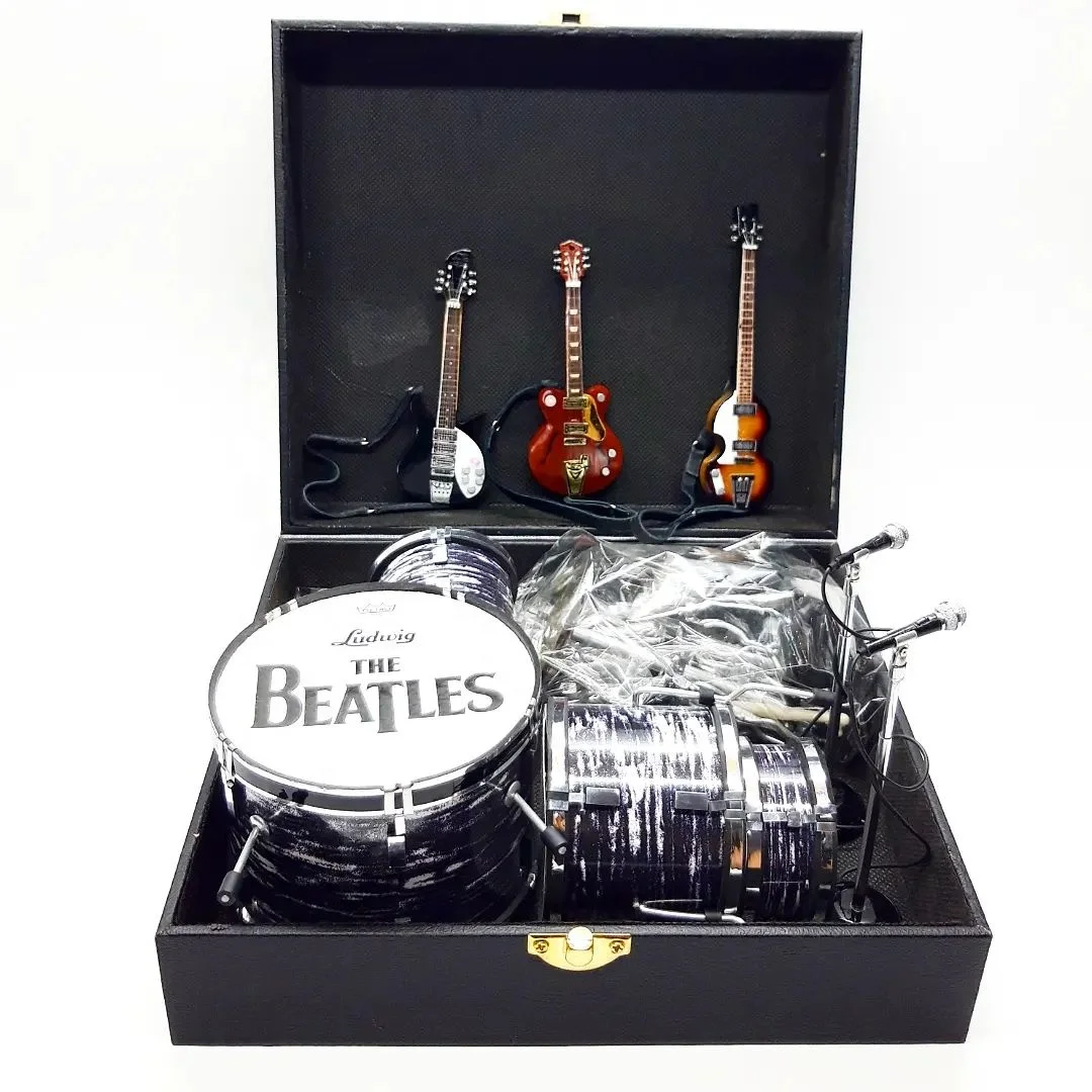 Miniature Guitar And Drum uk the beatle  Design | Miniature guitar Free Exclusive Box Use Stage For Action Figure