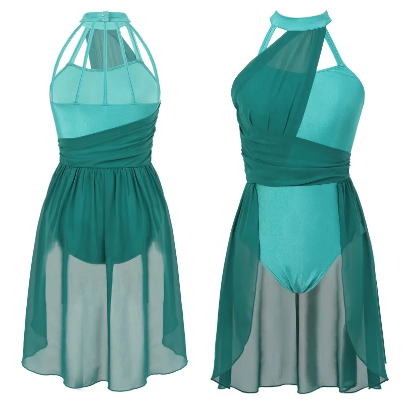 Professional Bodysuits Jumpsuit For Women Sexy Dance Costumes Sleeveless Leotard Dress Lyrical Dance Wear