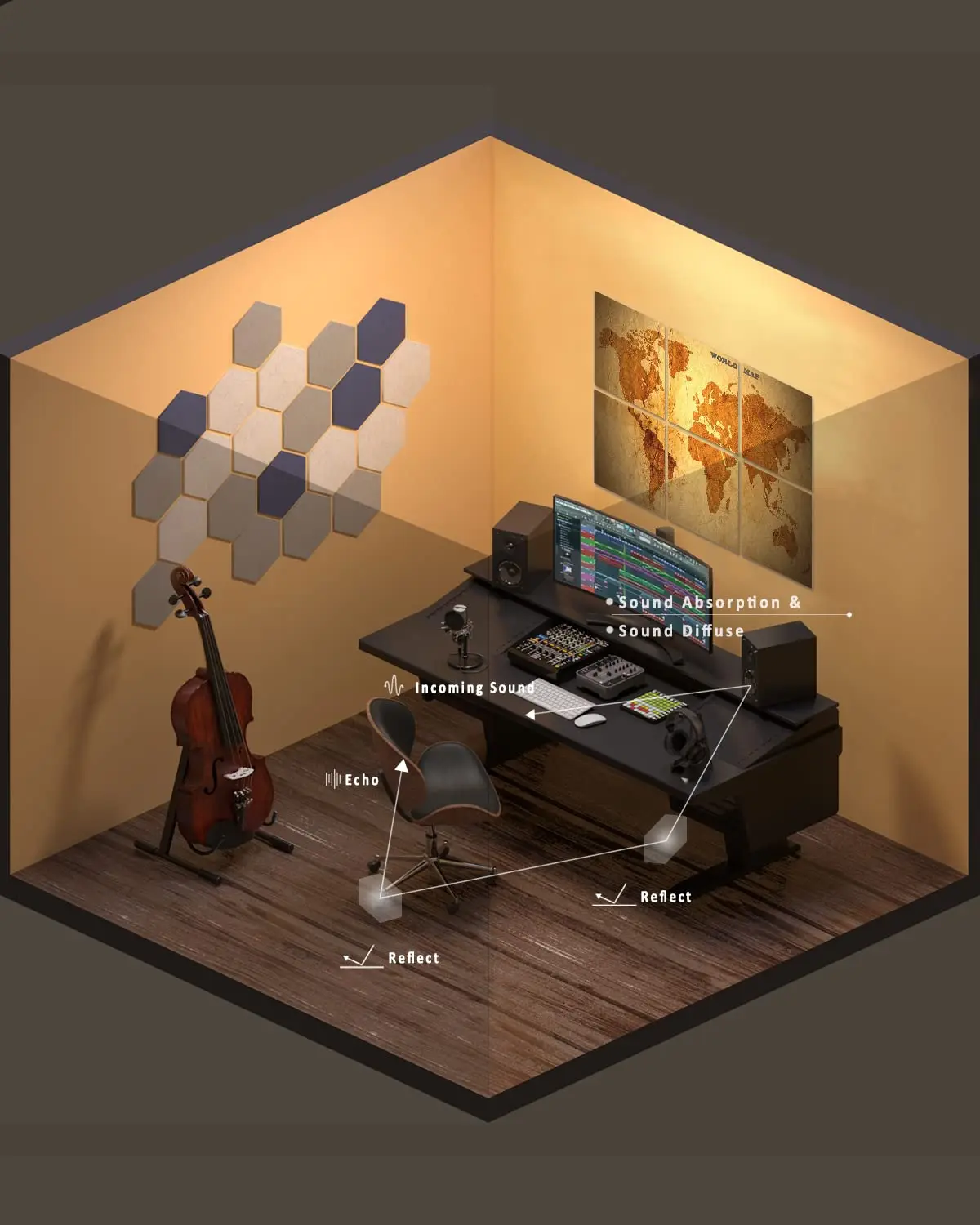 New Product Spray Painting Polyester Fiber Panel Sound Proof Felt Soundproof Wall Panels