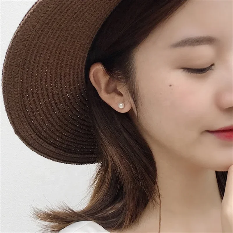 Jewelry Hot Products Shell Pearl Stud Earring S925 Silver Bling Pearl Sterling Silver Women 6-8mm Silver 925 Note 7 Working Days