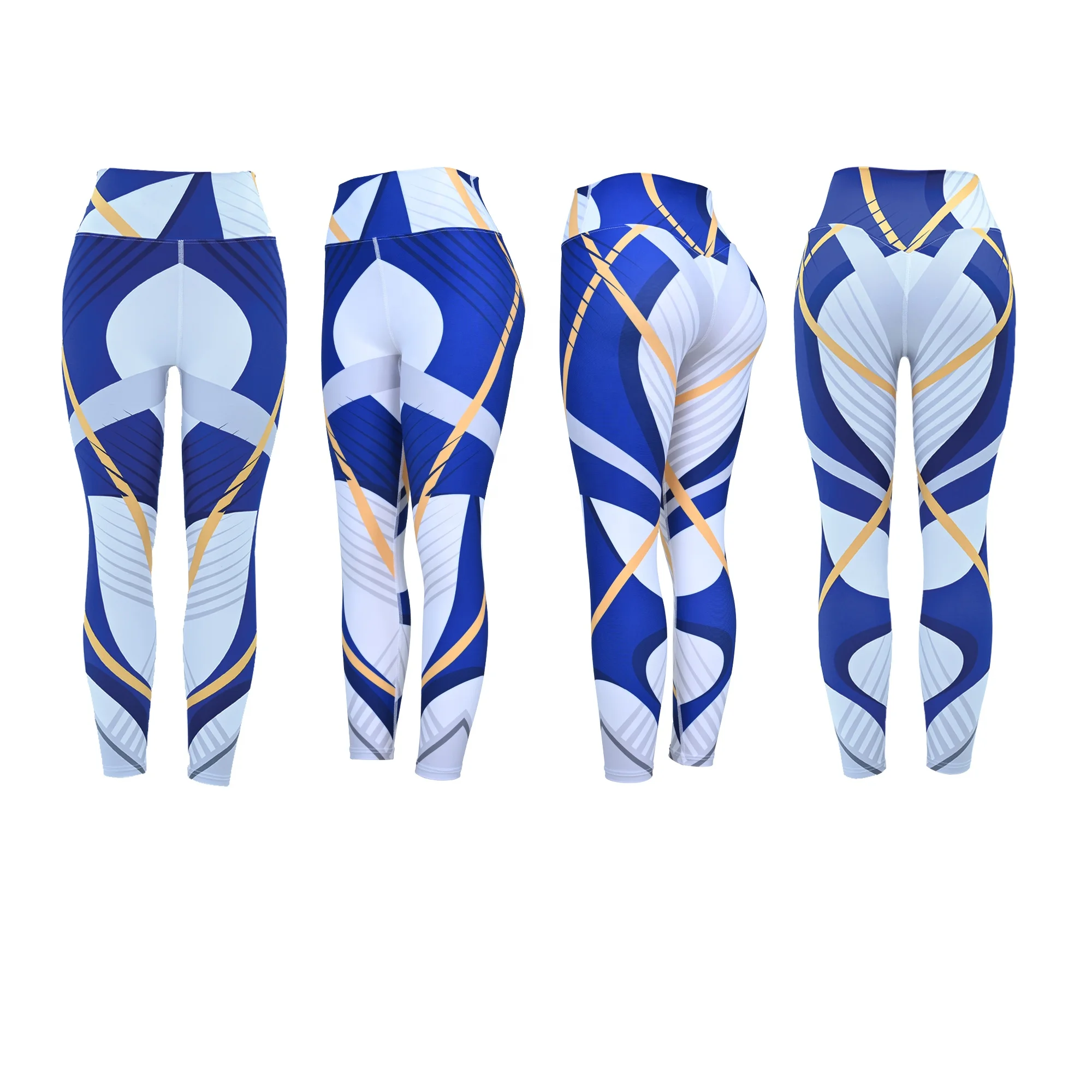 woman Printed yoga pants faux denim jean look fashion pattern custom design compression tights sublimated yoga leggings