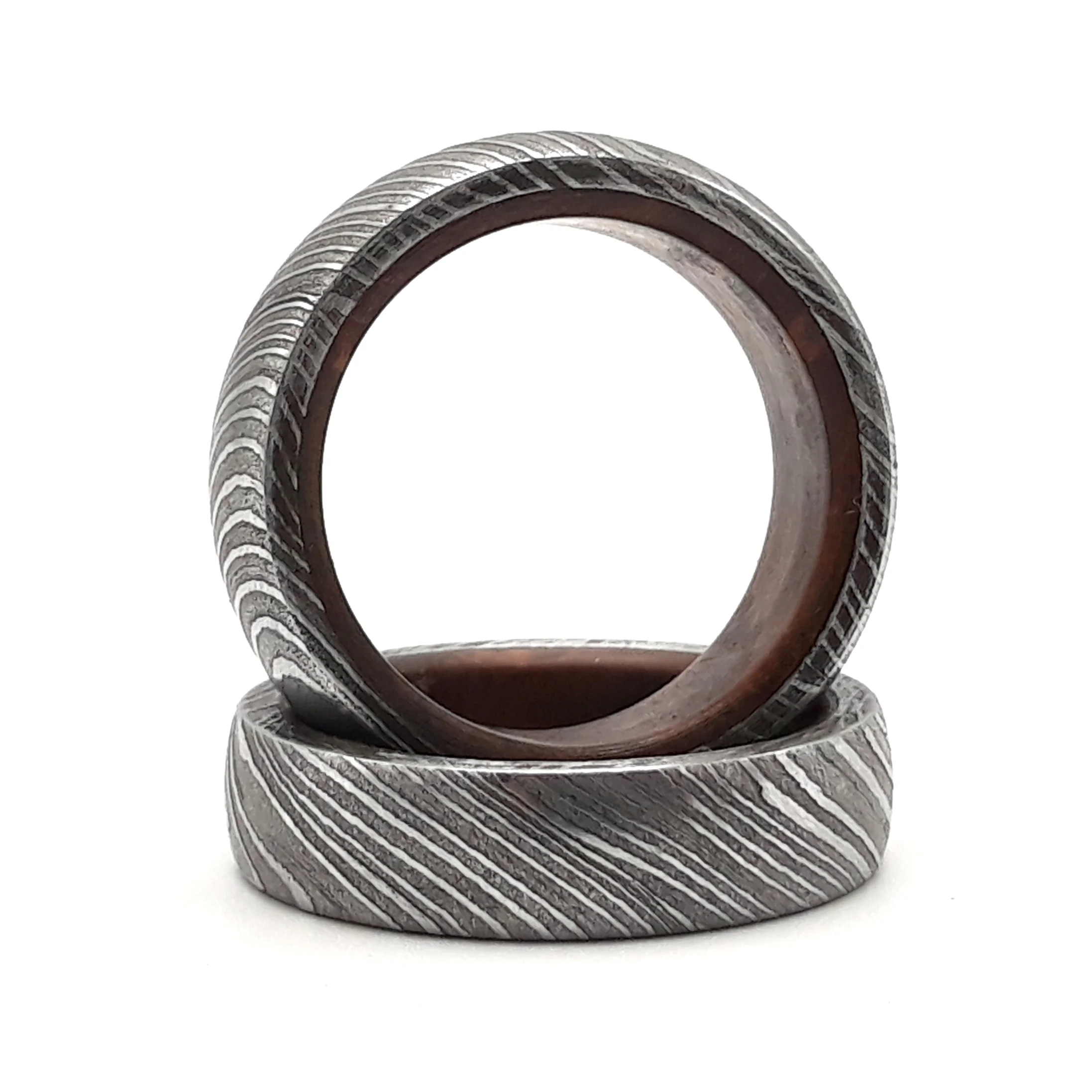 Wholesale Damascus ring custom handmade with rose wood inlay for men & women best for wedding, anniversary